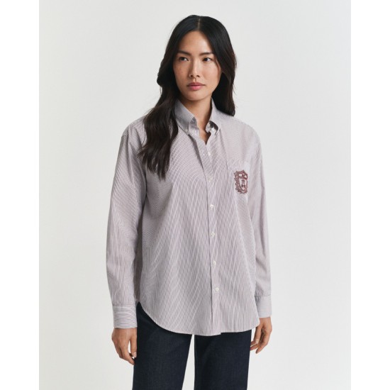 GANT Women's Cotton Regular Fit Classic Poplin Graphic Shirt 4300557 656 Plum Wine