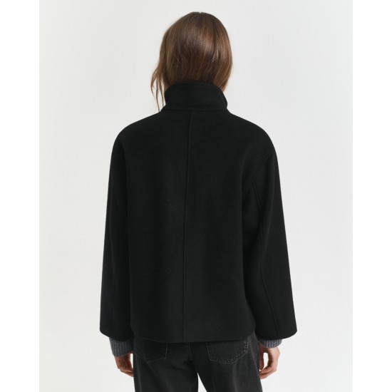 GANT Γυναικείο Μάλλινο Κοντό Μπουφάν Με Φερμουάρ 4700395 005 Μαύρο