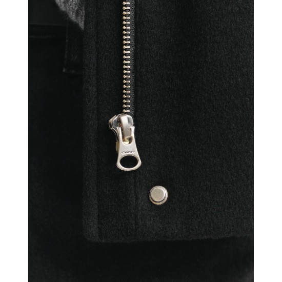 GANT Γυναικείο Μάλλινο Κοντό Μπουφάν Με Φερμουάρ 4700395 005 Μαύρο