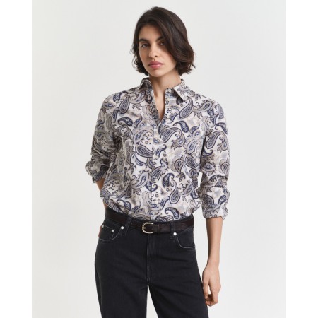 GANT Women's Cotton Voile Regular Fit Paisley Shirt 4300599 423 Persian Blue