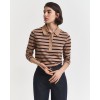 GANT Γυναικείο Βαμβακερό Μακρυμάνικο Ριγέ Breton Pique Polo Κανονική Γραμμή 4202632 213 Μπεζ Μπλε