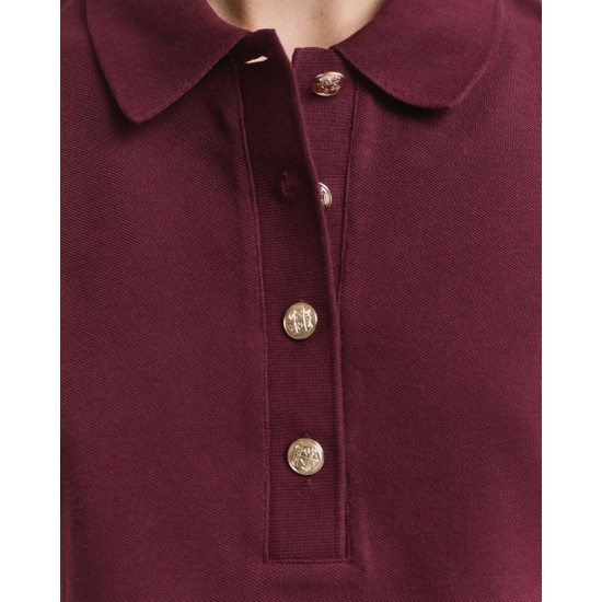 GANT Γυναικείο Βαμβακερό Μακρυμάνικο Pique Polo Κανονική Γραμμή 4202626 656 Μπορντό
