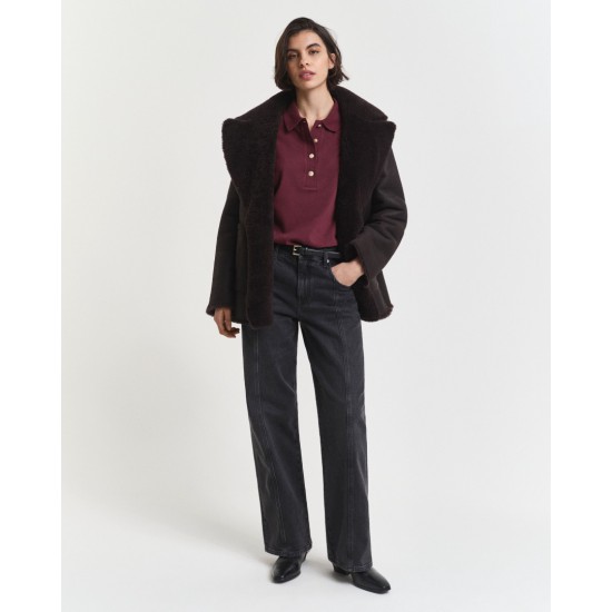 GANT Γυναικείο Βαμβακερό Μακρυμάνικο Pique Polo Κανονική Γραμμή 4202626 656 Μπορντό