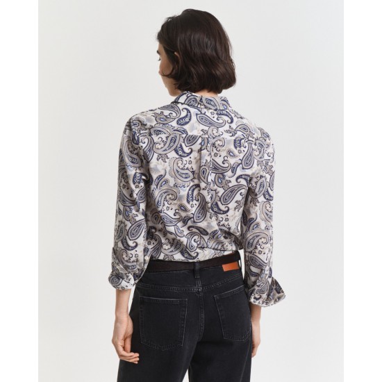 GANT Women's Cotton Voile Regular Fit Paisley Shirt 4300599 423 Persian Blue