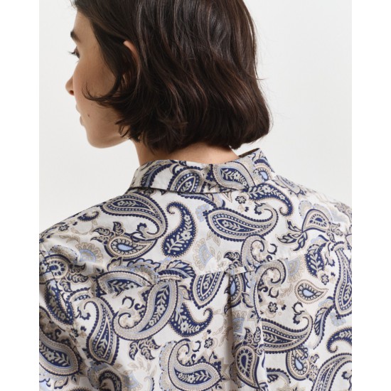 GANT Women's Cotton Voile Regular Fit Paisley Shirt 4300599 423 Persian Blue