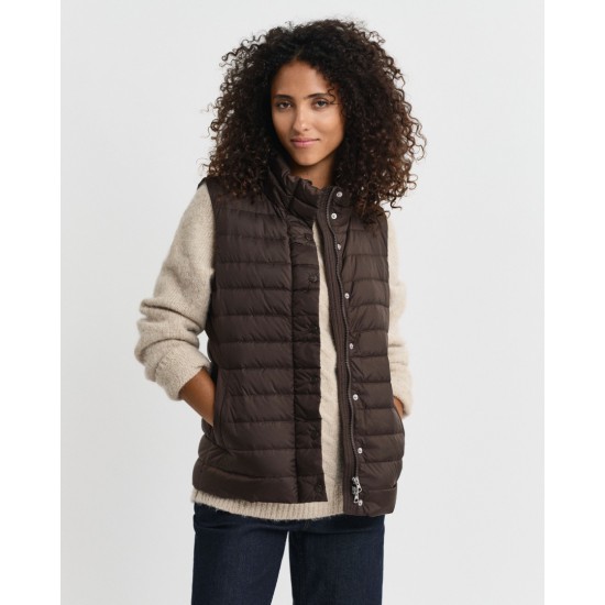 GANT Γυναικείο Αμάνικο Μπουφάν Light Down Vest 4700480 202 Σκούρο Καφέ