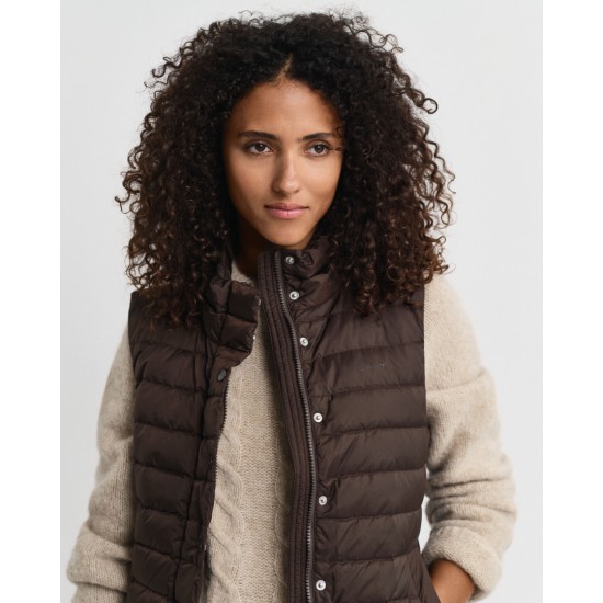 GANT Γυναικείο Αμάνικο Μπουφάν Light Down Vest 4700480 202 Σκούρο Καφέ