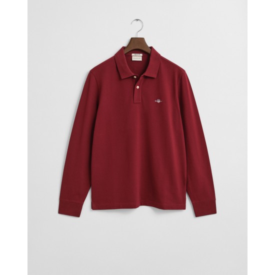 GANT Ανδρικό Βαμβακερό Shield Pique Polo Κανονική Γραμμή 2230 604 Μπορντό