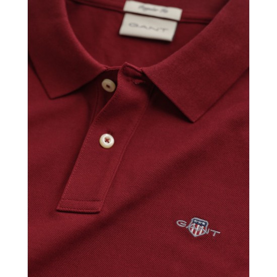 GANT Ανδρικό Βαμβακερό Shield Pique Polo Κανονική Γραμμή 2230 604 Μπορντό