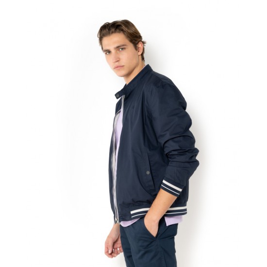 THE BOSTONIANS Ανδρικό Βαμβακερό Ελαφρύ Μπουφάν Διπλής Όψης Ripstop Κανονική Γραμμή W6020 B166BL Μπλε Λευκό