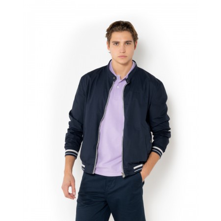 THE BOSTONIANS Ανδρικό Βαμβακερό Ελαφρύ Μπουφάν Διπλής Όψης Ripstop Κανονική Γραμμή W6020 B166BL Μπλε Λευκό