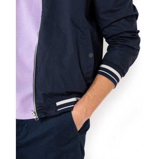 THE BOSTONIANS Ανδρικό Βαμβακερό Ελαφρύ Μπουφάν Διπλής Όψης Ripstop Κανονική Γραμμή W6020 B166BL Μπλε Λευκό