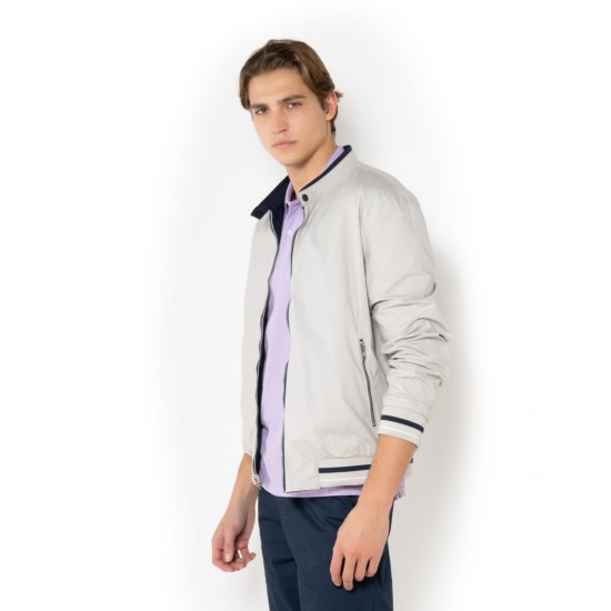 THE BOSTONIANS Ανδρικό Βαμβακερό Ελαφρύ Μπουφάν Διπλής Όψης Ripstop Κανονική Γραμμή W6020 B166BL Μπλε Λευκό