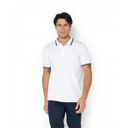 THE BOSTONIANS Ανδρικό Βαμβακερό Twin Tipped Polo Pique Κανονική Γραμμή PS1271 B001WH Λευκό