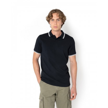 THE BOSTONIANS Ανδρικό Βαμβακερό Twin Tipped Polo Pique Κανονική Γραμμή PS1271 B031BL Μαύρο