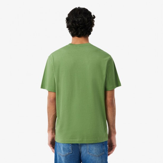 LACOSTE Ανδρικό Βαμβακερό T-Shirt Chest Pocket Κανονική Γραμμή TH2827 00 02M Πράσινο
