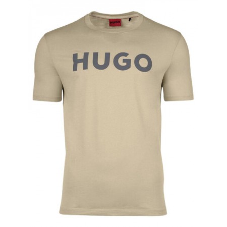 HUGO Ανδρικό Βαμβακερό T-Shirt Dulivio Κανονική Γραμμή 50467556 237 Ανοιχτό Καφέ