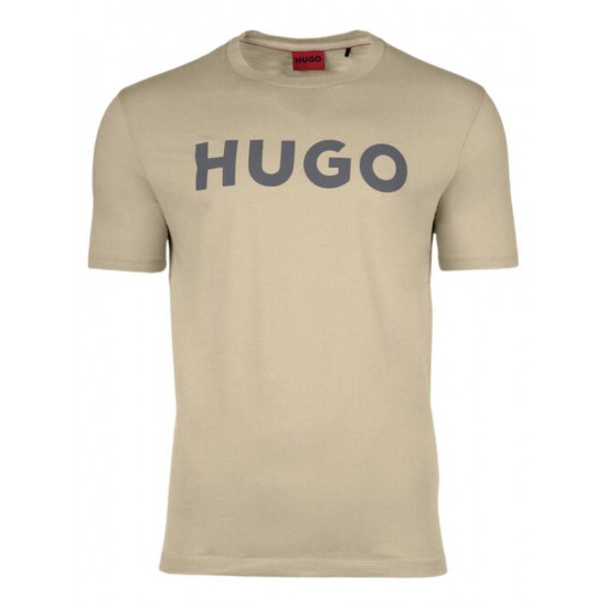 HUGO Ανδρικό Βαμβακερό T-Shirt Dulivio Κανονική Γραμμή 50467556 237 Ανοιχτό Καφέ