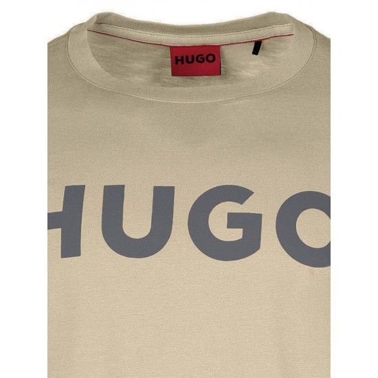 HUGO Ανδρικό Βαμβακερό T-Shirt Dulivio Κανονική Γραμμή 50467556 237 Ανοιχτό Καφέ