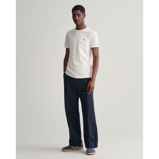 GANT Ανδρικό Βαμβακερό T-Shirt Pique Στενή Γραμμή 2013033 113 Λευκό