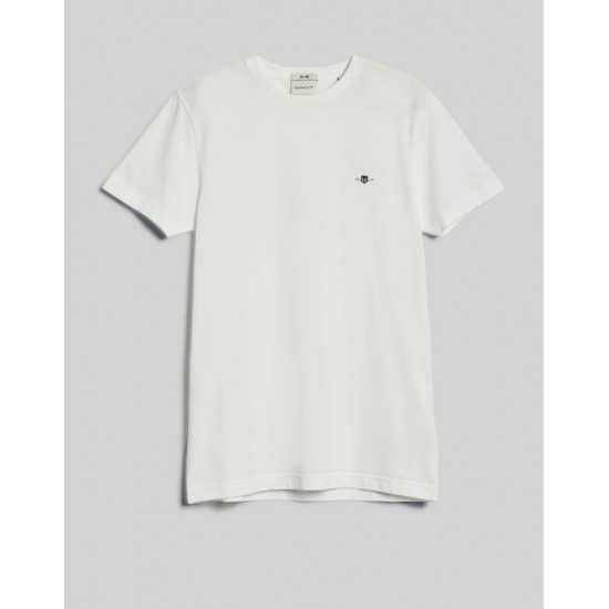 GANT Ανδρικό Βαμβακερό T-Shirt Pique Στενή Γραμμή 2013033 113 Λευκό