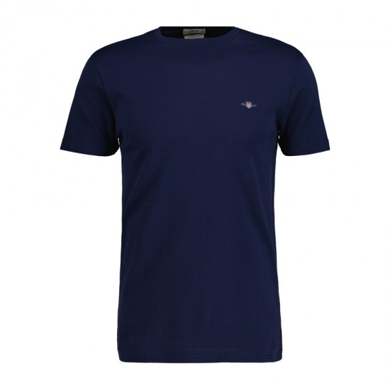 GANT Ανδρικό Βαμβακερό T-Shirt Pique Στενή Γραμμή 2013033 433 Σκούρο Μπλε