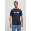 HUGO Ανδρικό Βαμβακερό T-Shirt Dulivio Κανονική Γραμμή 50467556 405 Σκούρο Μπλε