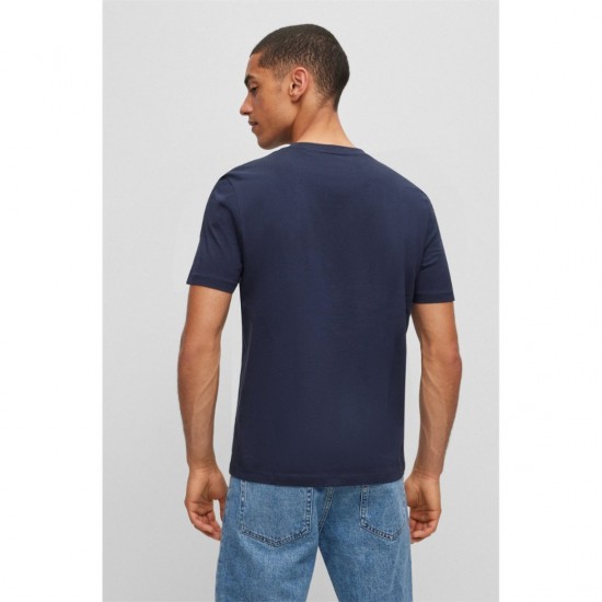 HUGO Ανδρικό Βαμβακερό T-Shirt Dulivio Κανονική Γραμμή 50467556 405 Σκούρο Μπλε