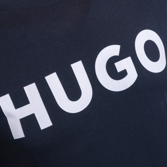 HUGO Ανδρικό Βαμβακερό T-Shirt Dulivio Κανονική Γραμμή 50467556 405 Σκούρο Μπλε
