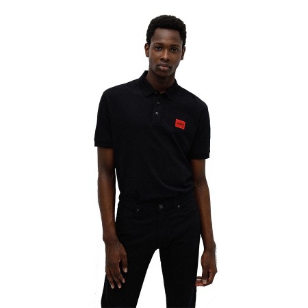 HUGO Ανδρικό Βαμβακερό Polo Dereso222 Στενή Γραμμή 50466202 001 Μαύρο