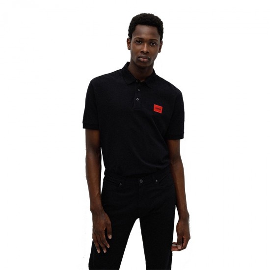 HUGO Ανδρικό Βαμβακερό Polo Dereso222 Στενή Γραμμή 50466202 001 Μαύρο