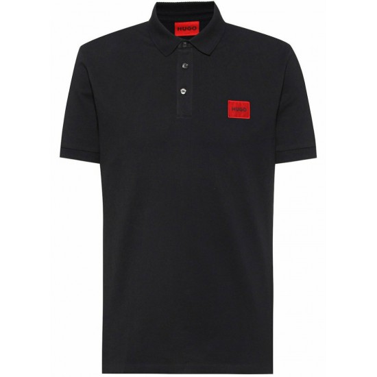 HUGO Ανδρικό Βαμβακερό Polo Dereso222 Στενή Γραμμή 50466202 001 Μαύρο