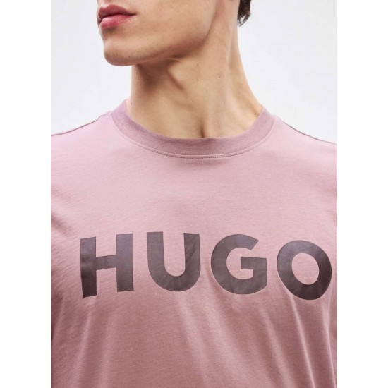 HUGO Ανδρικό Βαμβακερό T-Shirt Dulivio Κανονική Γραμμή 50467556 236 Ανοιχτό Μωβ