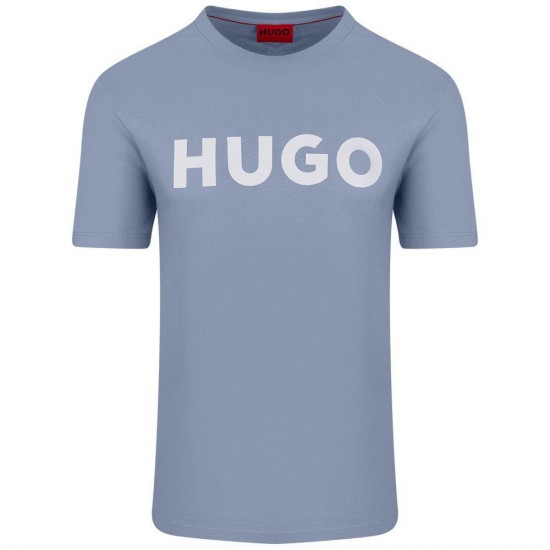 HUGO Ανδρικό Βαμβακερό T-Shirt Dulivio Κανονική Γραμμή 50467556 513 Γαλάζιο