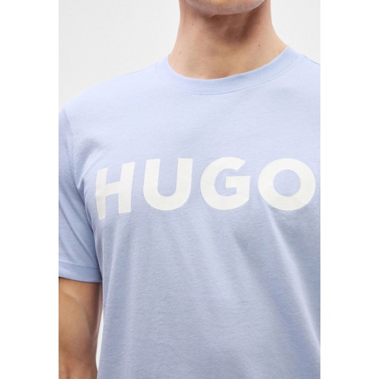 HUGO Ανδρικό Βαμβακερό T-Shirt Dulivio Κανονική Γραμμή 50467556 513 Γαλάζιο