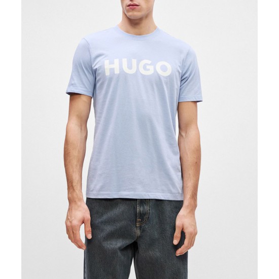 HUGO Ανδρικό Βαμβακερό T-Shirt Dulivio Κανονική Γραμμή 50467556 513 Γαλάζιο