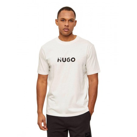 HUGO Ανδρικό Βαμβακερό T-Shirt Dumeo Κανονική Γραμμή 50557437 102 Λευκό