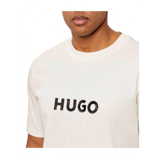 HUGO Ανδρικό Βαμβακερό T-Shirt Dumeo Κανονική Γραμμή 50557437 102 Λευκό