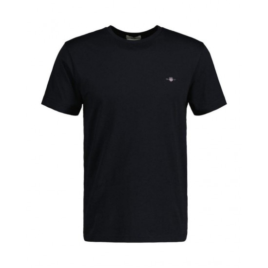 GANT Ανδρικό Βαμβακερό T-Shirt Pique Στενή Γραμμή 2013033 005 Μαύρο