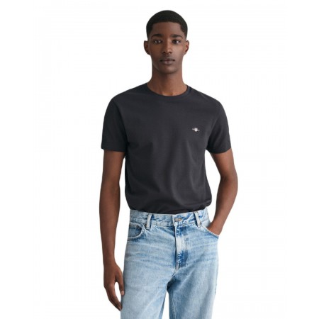 GANT Ανδρικό Βαμβακερό T-Shirt Pique Στενή Γραμμή 2013033 005 Μαύρο