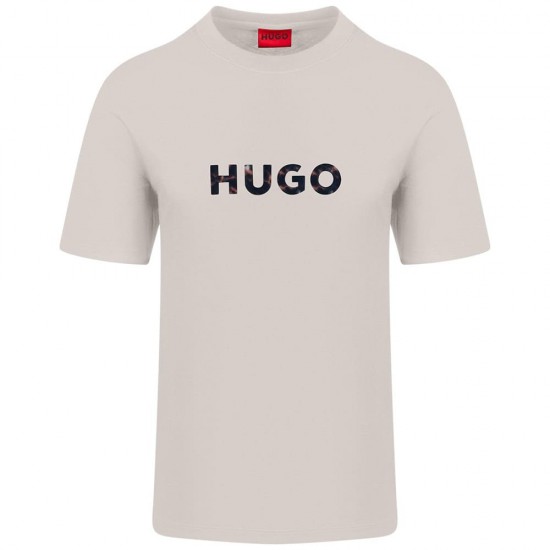 HUGO Ανδρικό Βαμβακερό T-Shirt Dumeo Κανονική Γραμμή 50557437 102 Λευκό