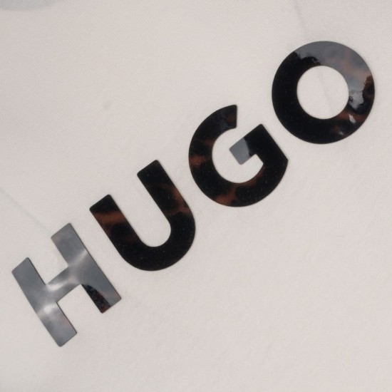 HUGO Ανδρικό Βαμβακερό T-Shirt Dumeo Κανονική Γραμμή 50557437 102 Λευκό