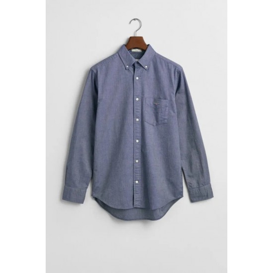 GANT Ανδρικό Βαμβακερό Πουκάμισο Poplin Κανονική Γραμμή 3000100 436 Μπλε