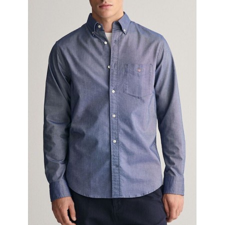 GANT Ανδρικό Βαμβακερό Πουκάμισο Poplin Κανονική Γραμμή 3000100 436 Μπλε