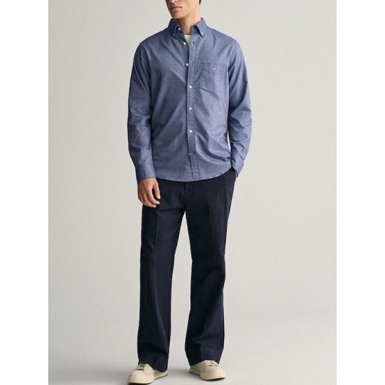 GANT Ανδρικό Βαμβακερό Πουκάμισο Poplin Κανονική Γραμμή 3000100 436 Μπλε