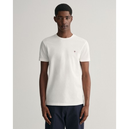GANT Ανδρικό Βαμβακερό T-Shirt Pique Στενή Γραμμή 2013033 113 Λευκό
