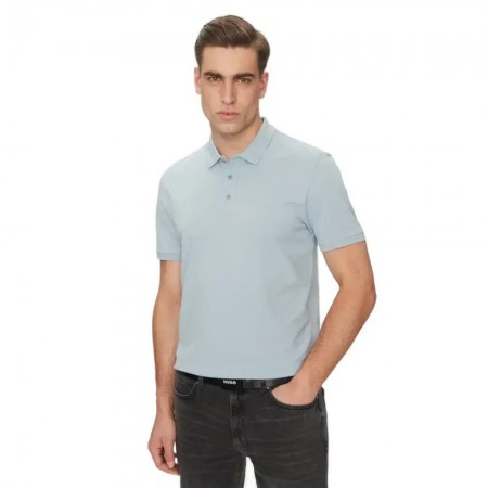 HUGO Ανδρικό Βαμβακερό Polo Donos222 Κανονική Γραμμή 50466182 496 Ανοιχτό Μπλε