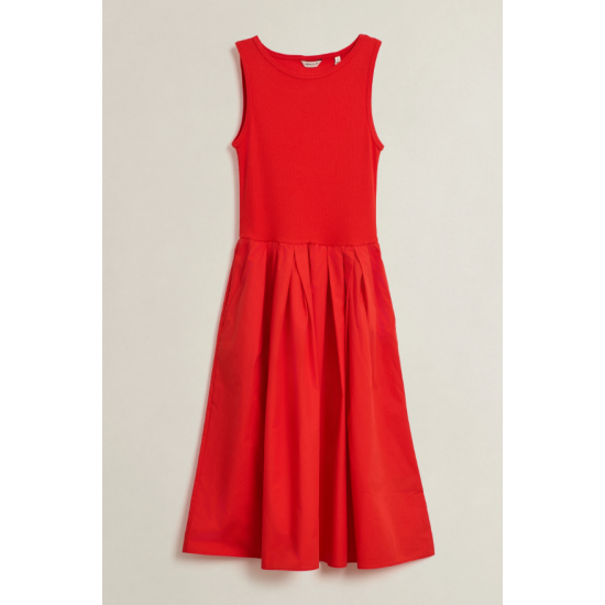 GANT Γυναικείο Αμάνικο Φόρεμα Jersey Woven Combo Στενή Γραμμή 4503509 679 Κόκκινο