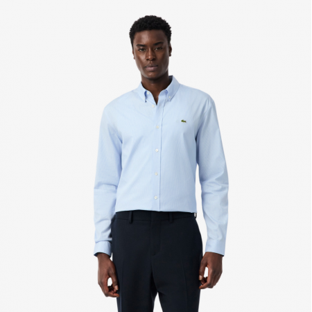 LACOSTE Ανδρικό Βαμβακερό Καρό Πουκάμισο Κανονική Γραμμή CH2433 00 FAC Γαλάζιο