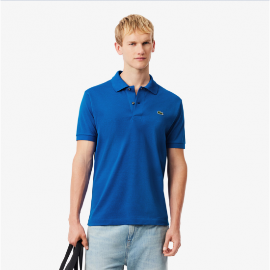LACOSTE Ανδρική Βαμβακερή Polo Pique Μπλούζα Κανονική Γραμμή L.12.12 00 3D3 Μπλε Ντένιμ
